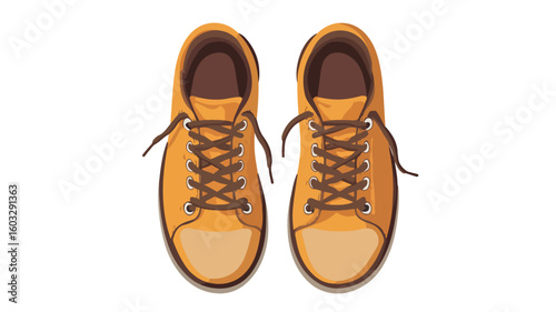 Pair of Men's Shoes with Untied Laces - Top View Fashion Footwear Photo