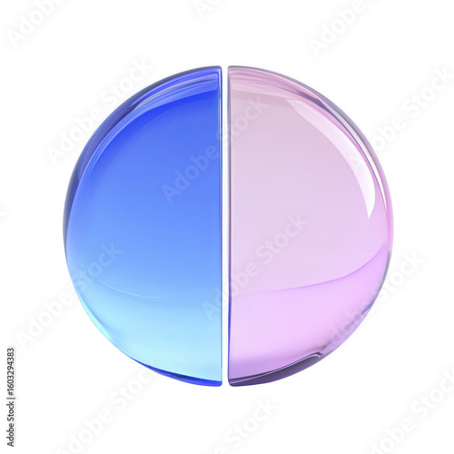 Free Download Abstract glass pie chart. Glassmorphism. Blue and violet. Translucent. Copy space. 3d illustration. [Transparent Background PNG]. - GFXLoad