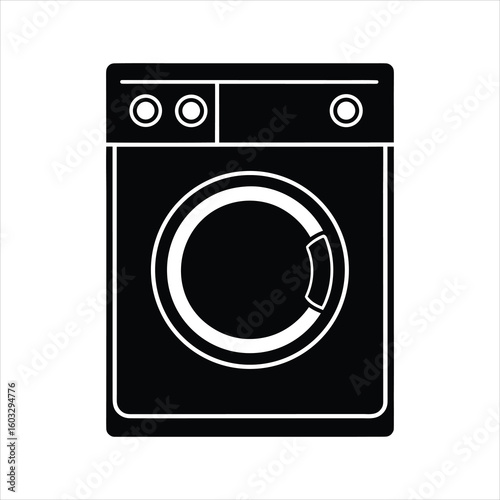 Modern Washer Front Load Silhouette Clipart