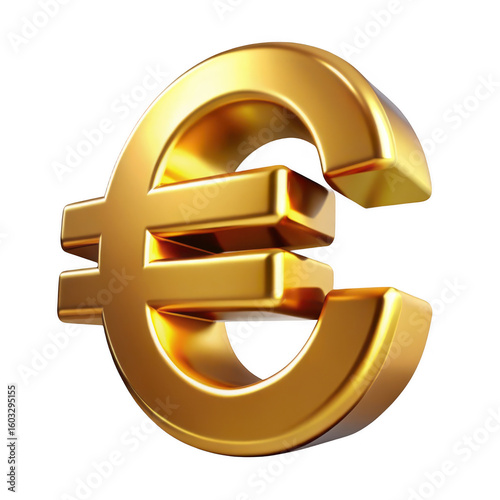 Golden Euro Currency Symbol on Transparent Background