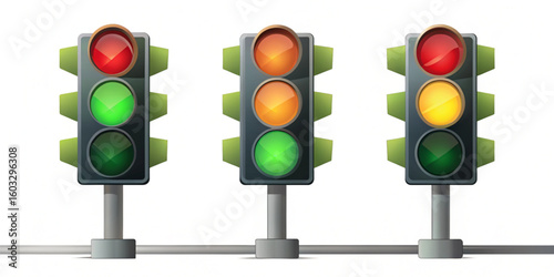International traffic lights day. Traffic Light Warning Signs Showing Different Signals.Vector illustration isolated on white background
