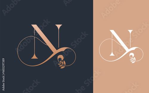 Abstract Initial letter N and Infinity decoration logo design vector illustration
