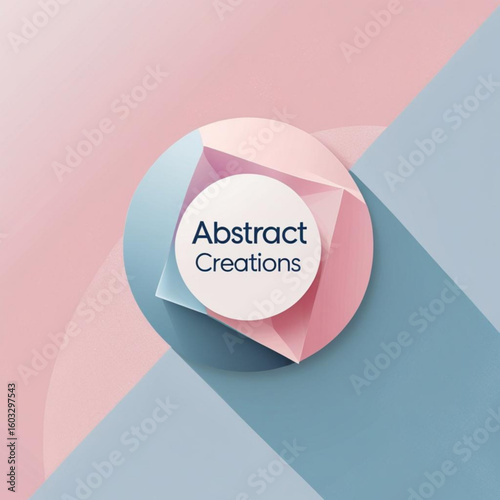 Geometric shapes with pastel hues create modern design with a circular element and soft shadows present