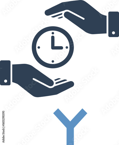 Express dry-cleaning service icon with hands holding clock