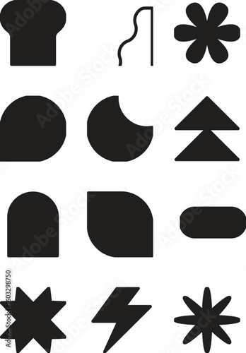 set of black and white icons