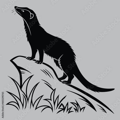 Mongoose sniffing the air silhouette vector design art and illustration
