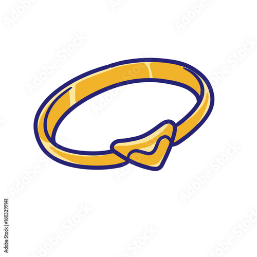 Gold bracelet with heart-shaped design in simple illustration  