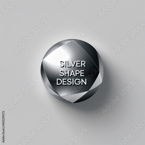 Metallic sphere with geometric facets casting shadow on a neutral surface creating depth and dimension view