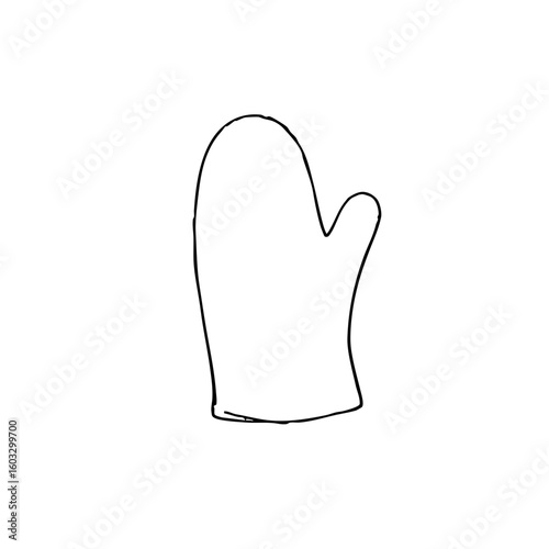 Simple line sketch of a kitchen mitten  