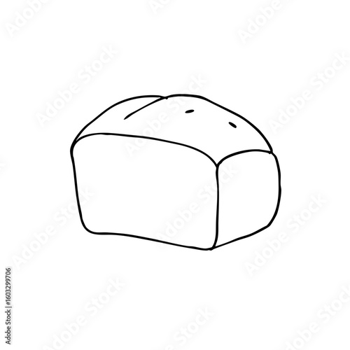 Simple line sketch of a loaf of bread in minimalist design  