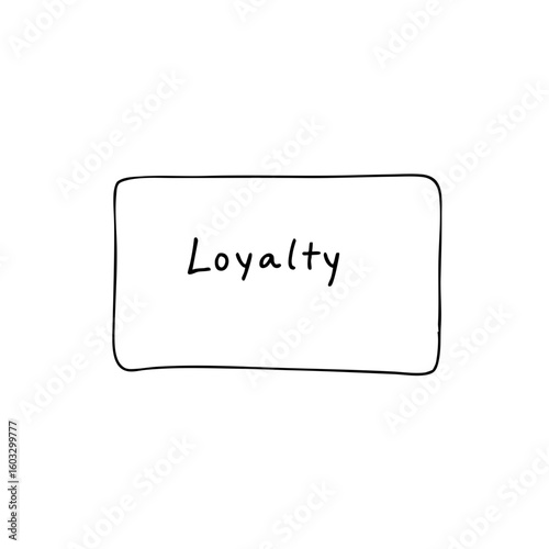 Simple line sketch of a loyalty card with the text "Loyalty"  