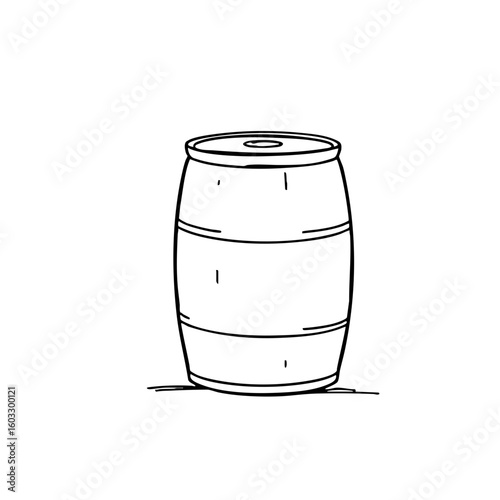 Simple line sketch of a water barrel  