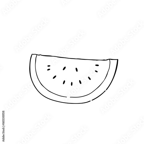 Simple line sketch of a watermelon slice  