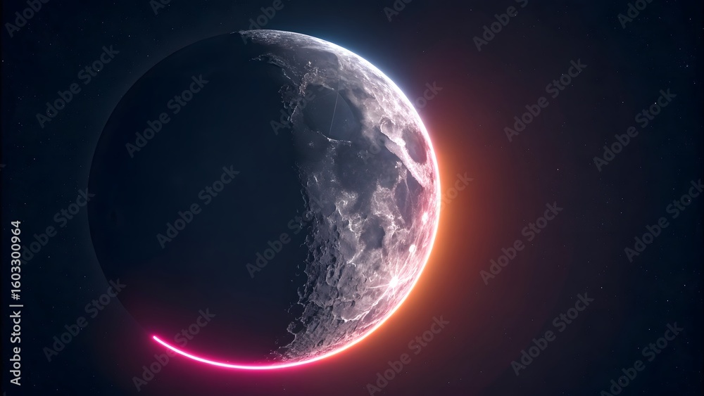 Fototapeta premium Crescent Moon with Glowing Rim