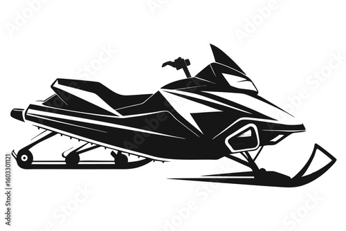 Striking Silhouette of a Modern Snowmobile Design, Ready for Winter Adventures and Racing