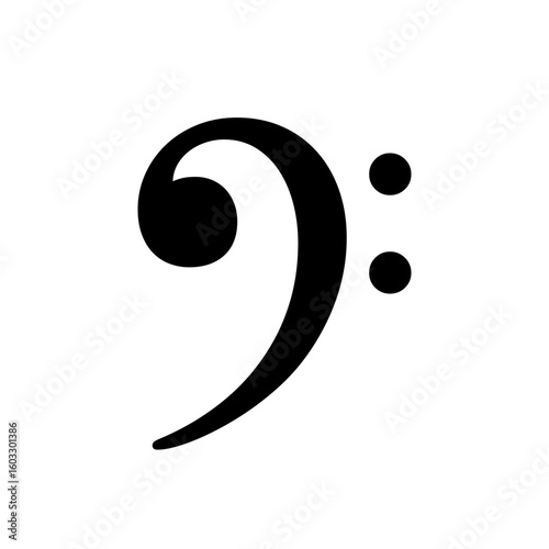 Musical clef or F clef symbol. Black F-clef or Bass-clef vector icon