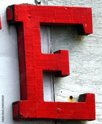 Red Wooden E on Billboard