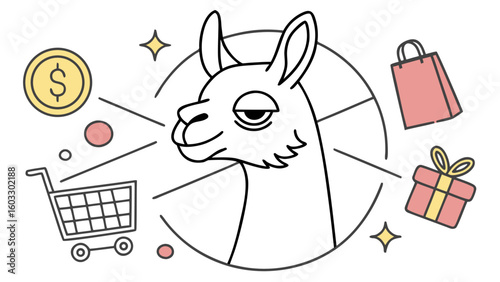 Creative SVG: Disgusted Llama in a Shopping Spree colored Black Friday / Cyber Monday theme