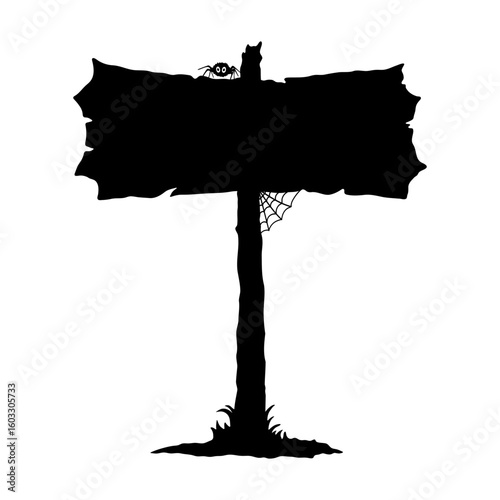 Signpost icon. Black silhouette. Front view. Vector simple flat graphic hand drawn illustration. Isolated object on white background. Isolate.
