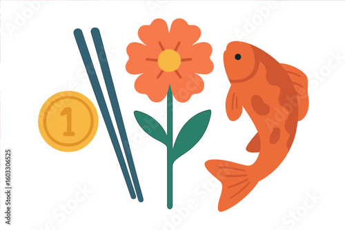 Traditional Chinese Cultural Symbol and Object Vector Illustration Collection
