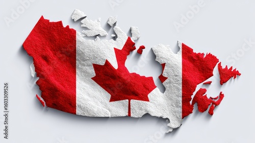 3D Map Of Canada With National Flag Texture