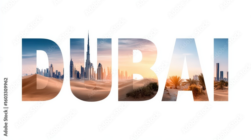 custom made wallpaper toronto digitalDubai Cityscape Silhouette Inside Text on White Background