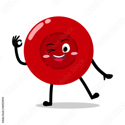 Cute Hand Drawn red Blood Cell Giving Okay Sign