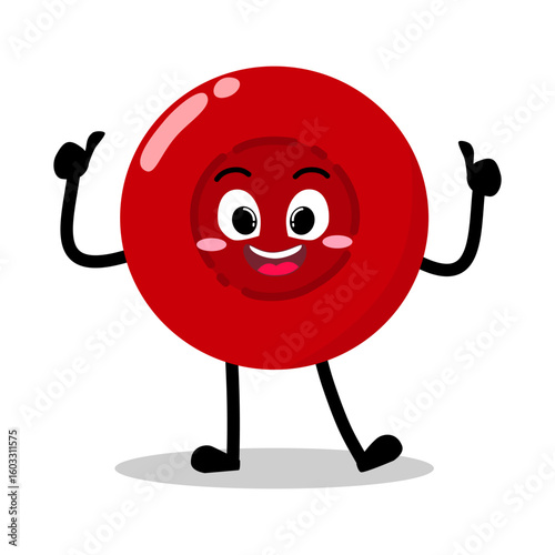 Cute Hand Drawn red Blood Cell Give Thumbs Up