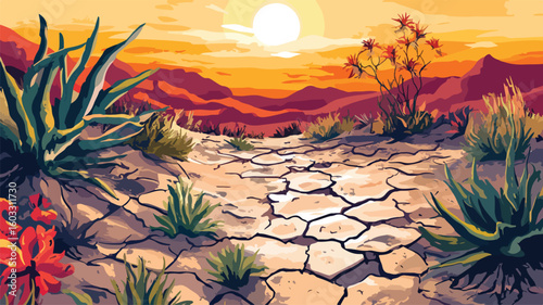 Extreme Drought and Hazardous Climate Consequences Illustration