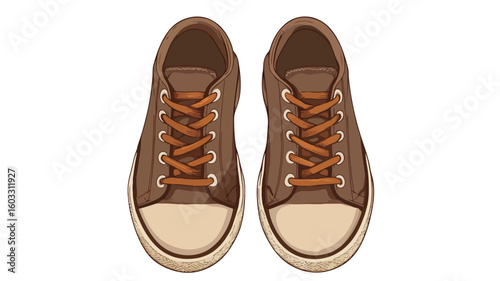 Pair of Men's Shoes with Untied Laces - Top View Fashion Footwear Photo