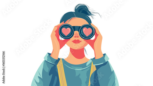 Heart Sign Glasses Held by Person, Love Symbol Eyewear Conceptual Image