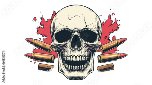 Skull Ammunition Illustration Design Wide Angle