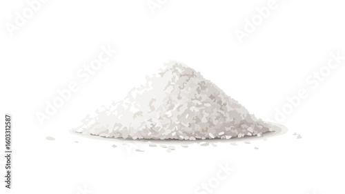 Fresh White Rice Pile on White Background