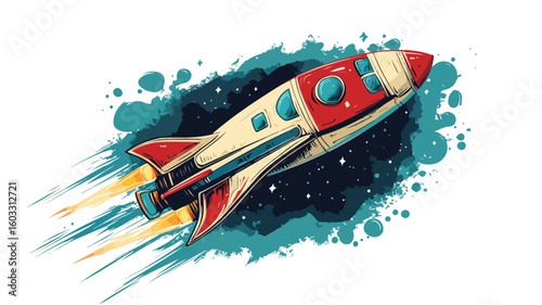 Futuristic Rocket Ship Soaring Through Cosmos - Spaceship Exploration