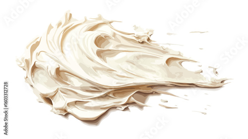Cream icing on white background in wide angle