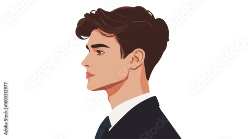 Seductive Guy with Tie Side View Portrait: Professional, Stylish, Unique Image
