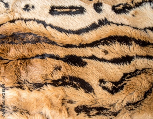Close Up Shot of a Patterned Animal Fur with Black Stripes and Brown Hair