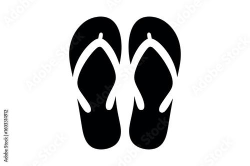 Black flip flops on white background footwear summer