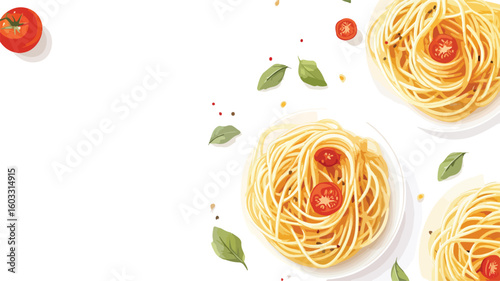 Simple Spaghetti Pasta on White Background