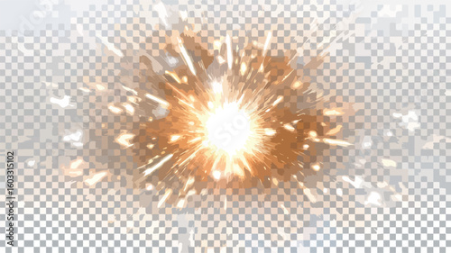 Sparkler collage element on transparent background