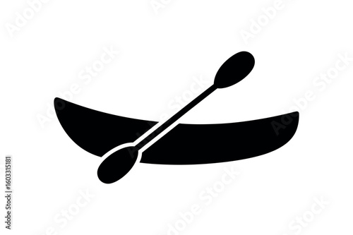 Black kayak and paddle silhouette watercraft boat