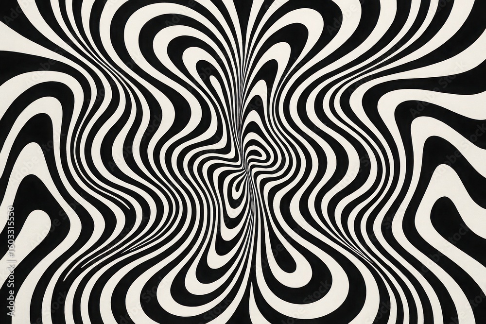 Fototapeta premium Optical Symmetric Illusion Pattern Tile with Abstract Geometric Lines
