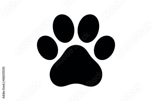 Black paw print on white animal