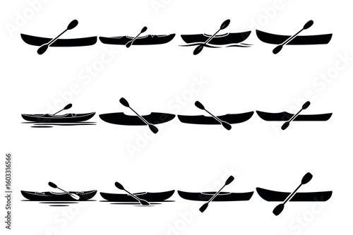 Kayaks with paddles on water canoe sport