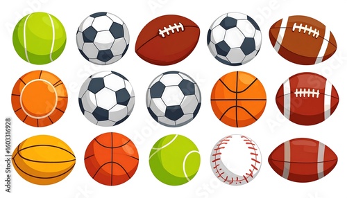 Collection of cartoon sports balls