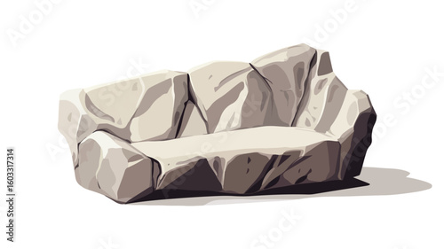 Paleontological Stone Furniture on White Background