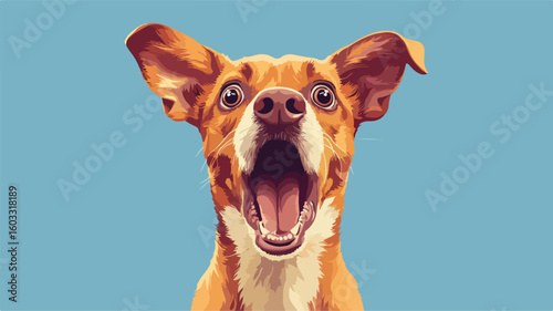 Surprised Dog on Blue Background