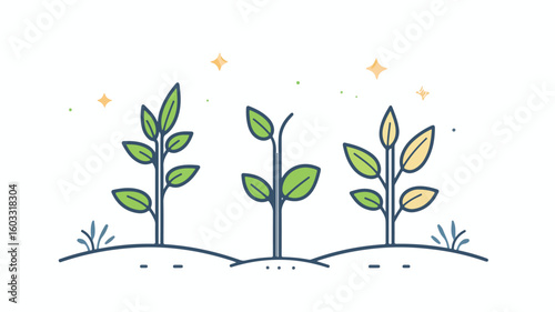 Sustainable Plant Icon Simple Line Design