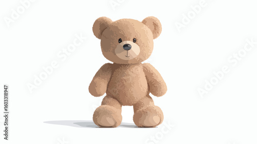 Classic Teddy Bear Toy on White Background