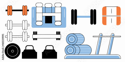 fitness equipment vector illustration